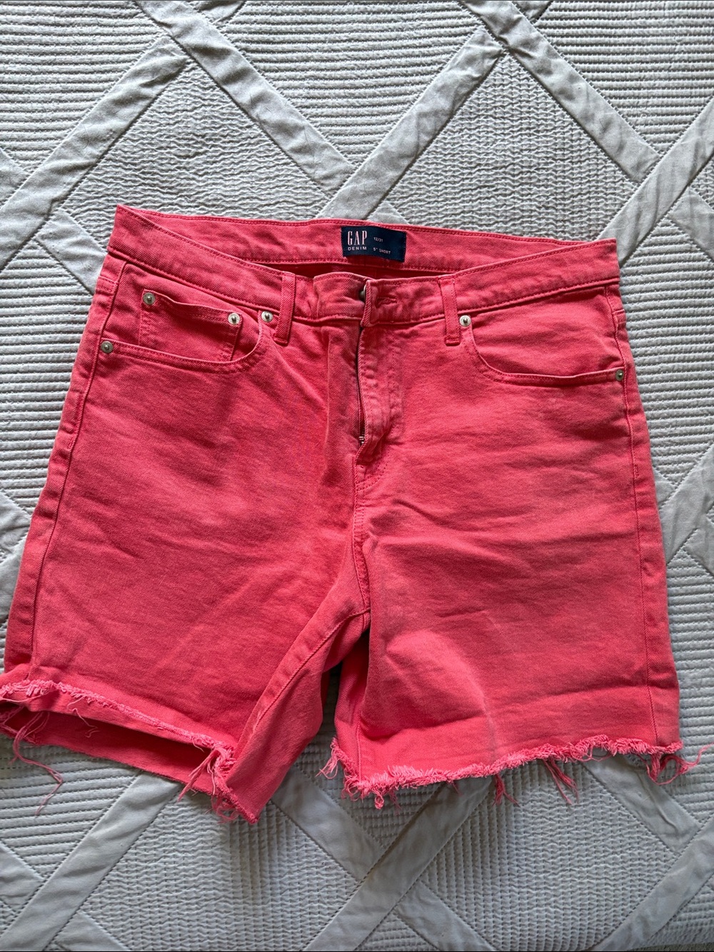 GAP Coral Pink Denim Shorts with Raw Hem